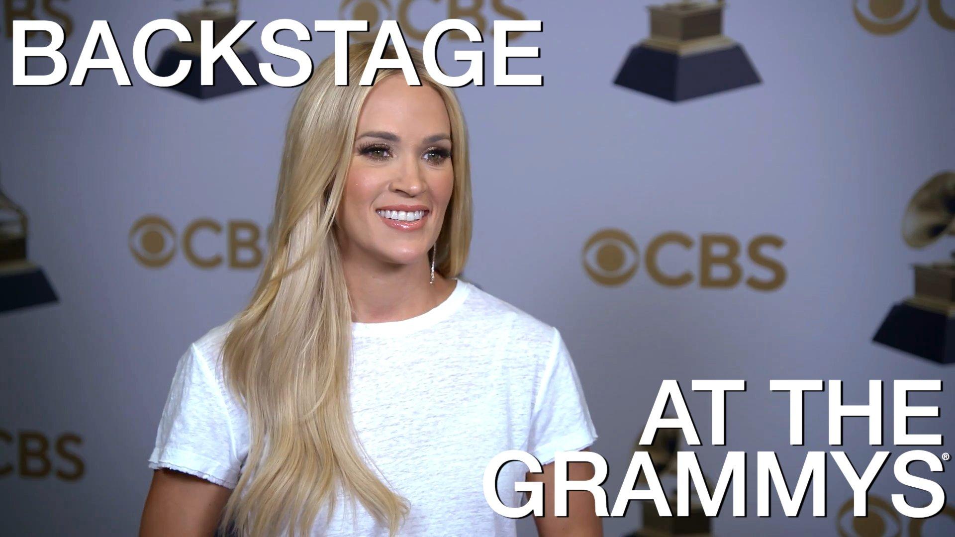 Backstage At The 2022 GRAMMYs W/ Carrie Underwood